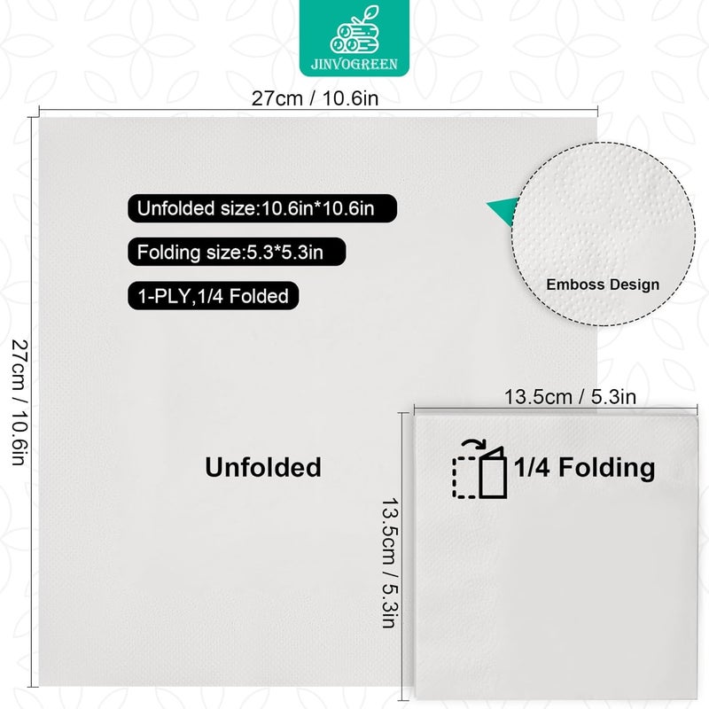 JINVOGREEN 2000 Count Cocktail Napkins Bulk 1-Ply White Beverage Paper Napkins Disposable for Bars, Lunch, Parties, Restaurant and Everyday Use - 5.3 x 5.3 Inch Folded - Image 2